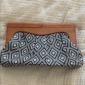 Chic Black and White Geometric Clutch